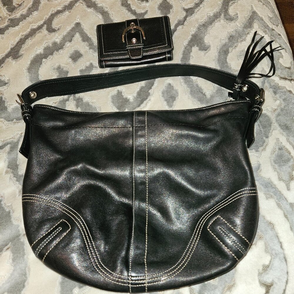 Black Coach bag and matching wallet